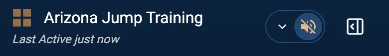 The Arizona Jump Training conversation header with the mute toggle active, shown as a crossed-out speaker icon.