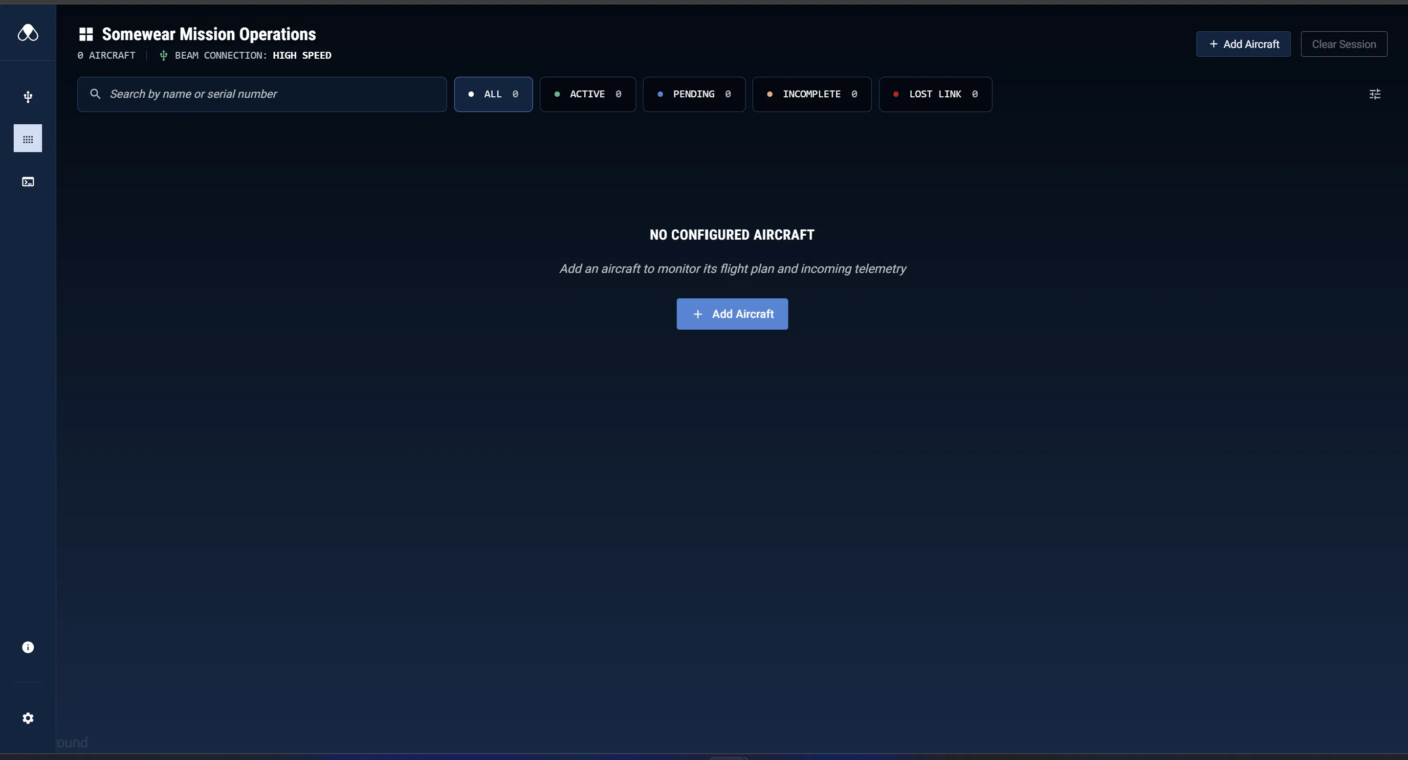 Horizon UI — Fleet View, no aircraft