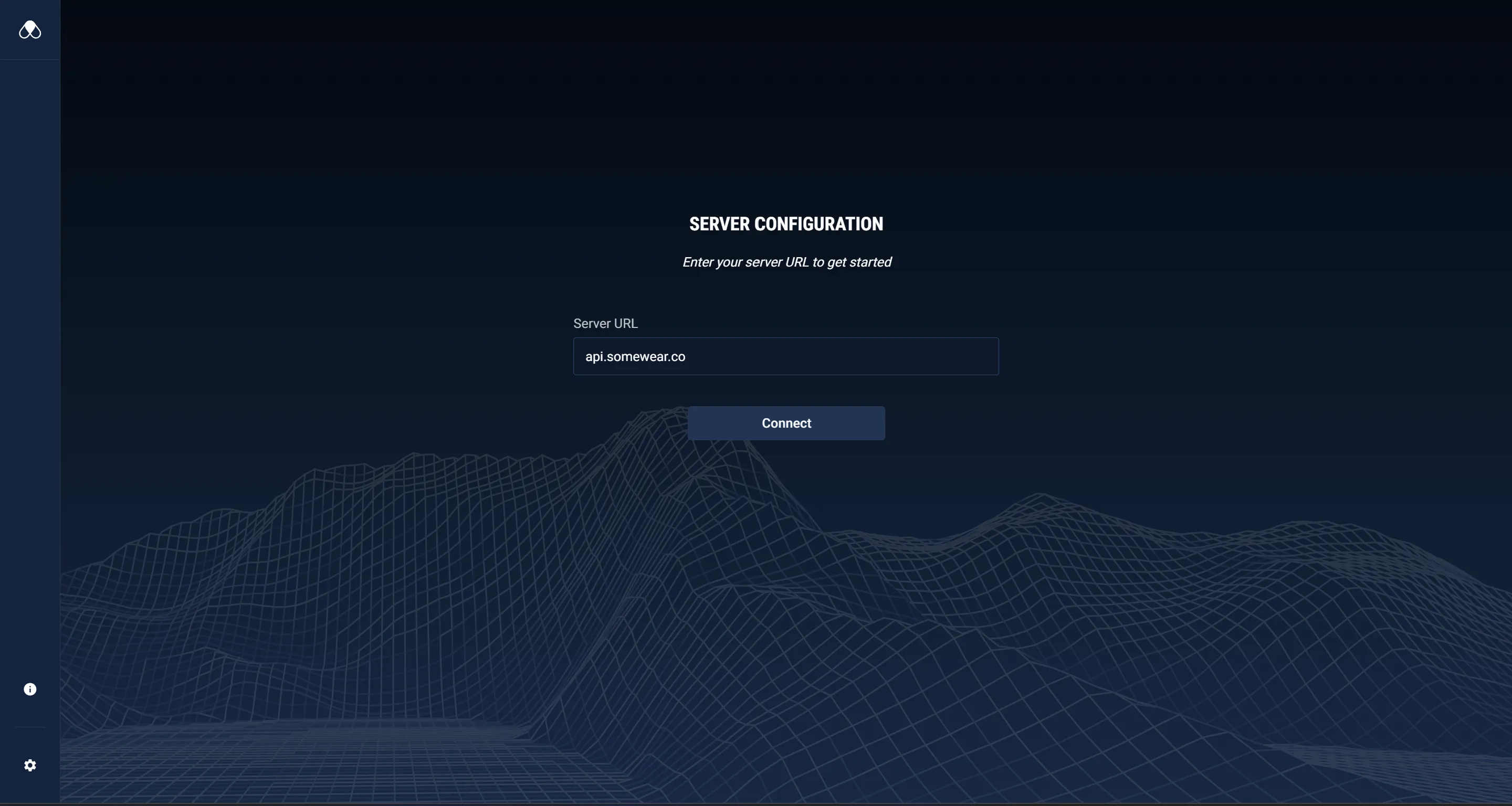 Horizon UI — Server Configuration (initial login)