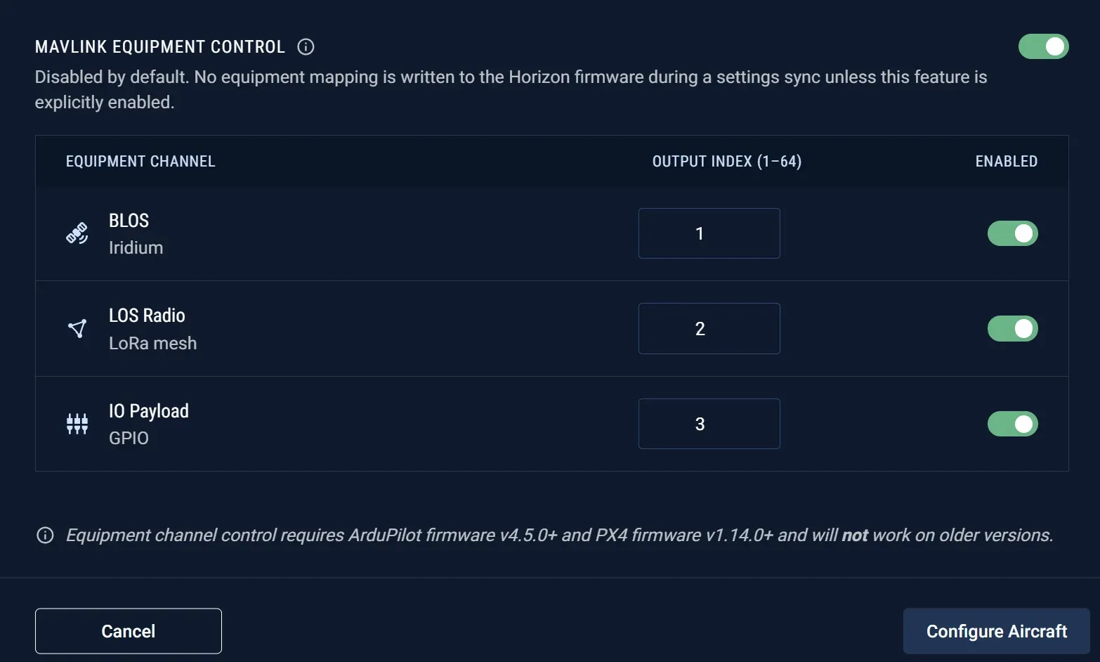 Horizon UI — Connected Device Advanced Settings